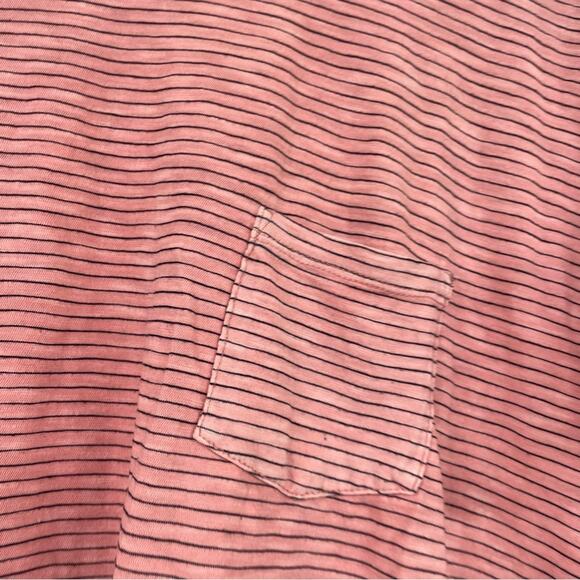 Marine Layer Pink Striped Short Sleeve Tee Shirt Womens L Casual Pocket Classic - Picture 6 of 9